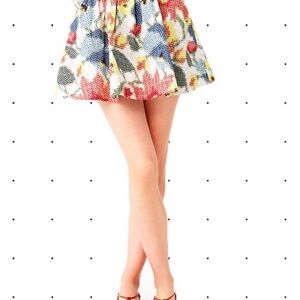Kate Spade Saturday Mini Skirt Red Yellow Blue Floral Dot Print Sz 6